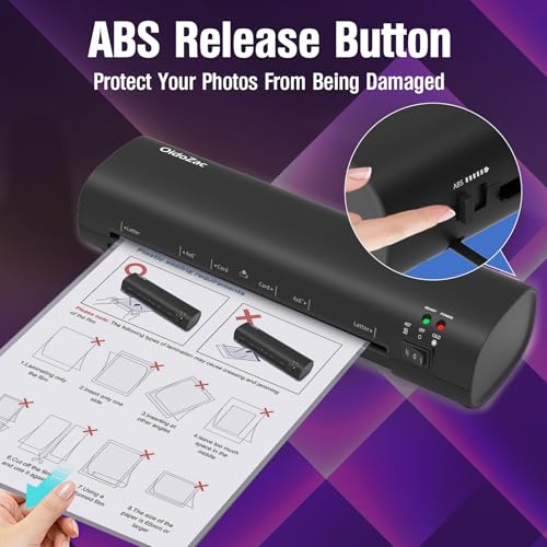 Laminator Machine, 9-Inch Letter Size Laminating Machine with 15 Laminating Pouches for Small Desktop, 4 in 1 Never Jam Thermal Laminator with Trimmer Corner Rounder for Office School Home