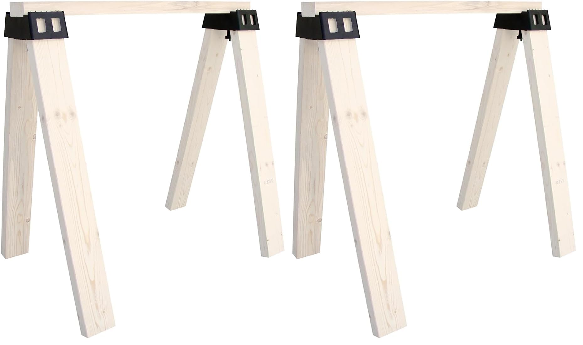 POWERTEC 71026V Plastic Sawhorse Brackets for Use with 2x4 Lumber | Kit Builds one Saw Horse, Set of 2, Black (Pack of 2) Image