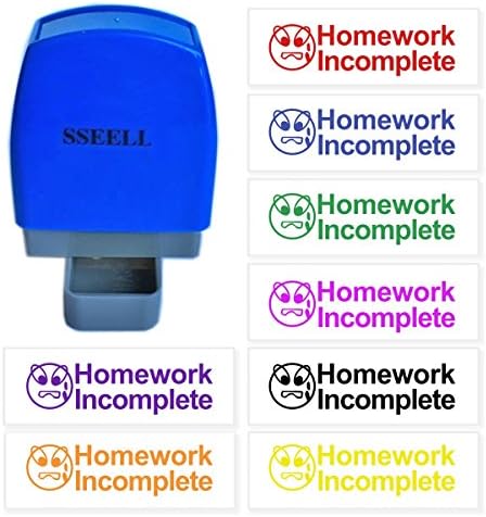 SSEELL Homework Incomplete Reward Stamp Self Inking for School Student Teacher Homework Feedback Stamp Rubber Flash Stamp Self-Inking Pre-Inked RE-inkable School Stationary - Orange Ink Color