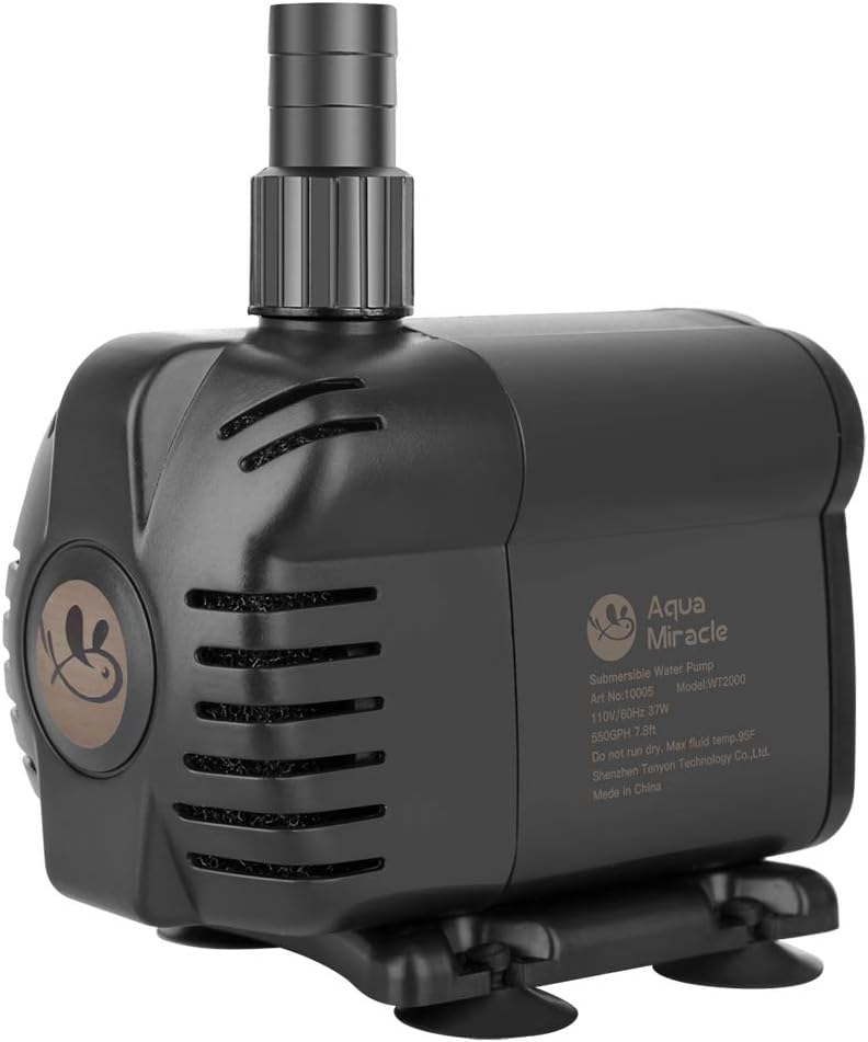 AquaMiracle 400GPH Submersible Water Pump (6ft 3-core UL power cord) with Pre-filtration for aquarium, fish tank, hydroponics, fountain, pond, water garden, waterfall, statuary, water feature,: Home Improvement