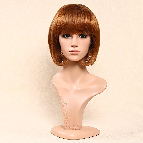 Secretgirl Short Brown Red Bob Wig With Full Bangs for Women Cosplay Party Wigs Heat Resistant