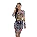 VIVOSKY Sexy Women Tribal Tattoo Printed Party Dress Club Dress