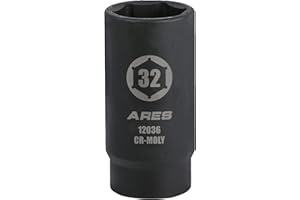 ARES 12036-32MM Axle Nut Socket - 6 Point Socket - Extra Deep 1/2-Inch Drive Impact Socket for Easy Removal of Axle Shaft Nuts