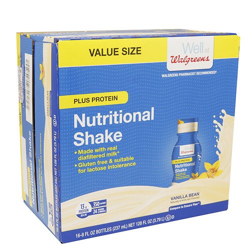 Walgreens Nutrition Shakes Plus Protein, Vanilla Bean, 16 pk 8 oz