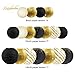 NICROLANDEE Black Gold Party Decorations - 20Pcs Black Metallic Foil Paper Lantern with Gold Foil Metallic Fringe Curtains for Wedding Birthday Graduations Party Prom Anniversary Party Supplies