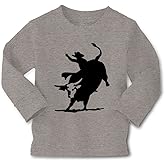 Kids Long Sleeve T Shirt Rodeo Cowboy Bull Riding Cotton Boy & Girl Clothes Funny Graphic Tee Oxford Gray Design Only 4T
