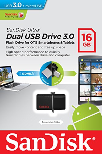 SanDisk Ultra 16GB USB 3.0 OTG Flash Drive with micro USB connector For Android Mobile Devices- SDDD2-016G-G46