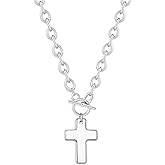 HERIER Cross Necklace for Women Chunky Silver Necklace 14K Silver Plated Chunky Cross Pendant Necklace Simple Big Cross Necklaces for Women Trendy Silver Jewelry Gifts
