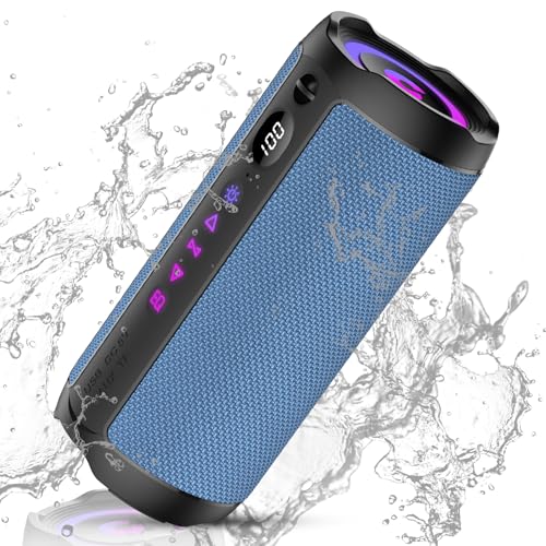 coioc Bluetooth Lautsprecher mit Licht, Bluetooth 5.4 Musikbox,25W Dual Lautsprecher, LED Anzeige & 25 Std Akku,Dualen Bass-Treibern, IPX7 wasserdicht,TWS Paaru