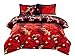 3 Piece Set Box Stitched Red Rose and Rings Prints 3d Comforter Set (Y02) Queen