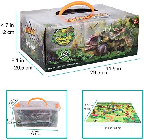AINOLWAY Dinosaurier-Spielzeug Dinosaurierfiguren mit Aktivitätsspielmatte Lernspielset für Dinosaurier, um EIN Dino… – Bild 7