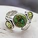 NOVICA Artisan Handmade Peridot Cocktail Ring with Composite Turquoise .925 Sterling Silver Reconstituted Green India Birthstone 'Green Ivy'