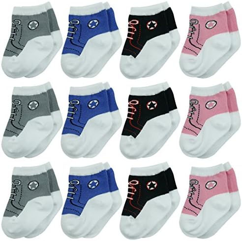 Babys Boys Crew Socks,Comifun Unisex Infants Girl's 6-12 Months Cute Lovely Toddlers Cotton Sneaker Turn Cuff Socks 12 Pairs