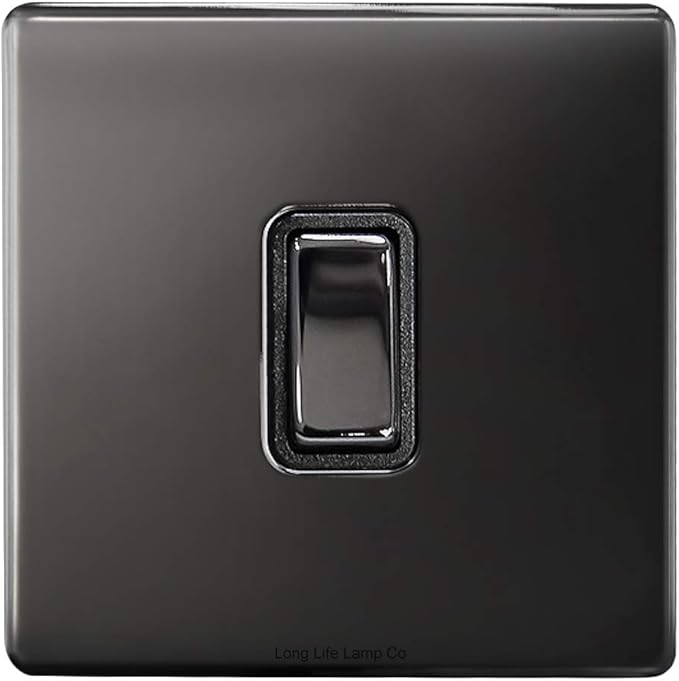 Black Nickel Single Light Switch 1 Gang 2 Way N302GME Screwless Finish