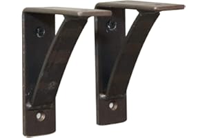 RUSTIC RED DOOR CO. RRD Steel Mantel Brackets Heavy Duty (2 Pack) Fireplace Mantel Brackets - Countertop Support Bracket - Hand Welded Steel Bracket - Mantel Bracket Rustic Farmhouse Décor (4"x5"x1.5", ¼” Natural Steel)