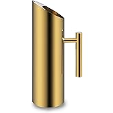 Modern Golden Water Carafe 53oz Polished Stainless Steel Water Jug with Ice Guard Cold Drinking Pitcher for Tea Water Wine Beer Juice