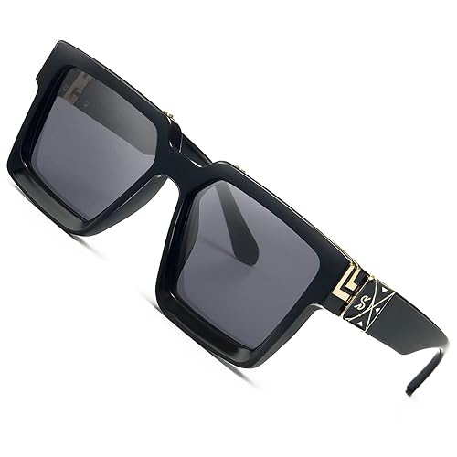 SHEEN KELLY Retro Square Thick Sunglasses Women Men Fashion