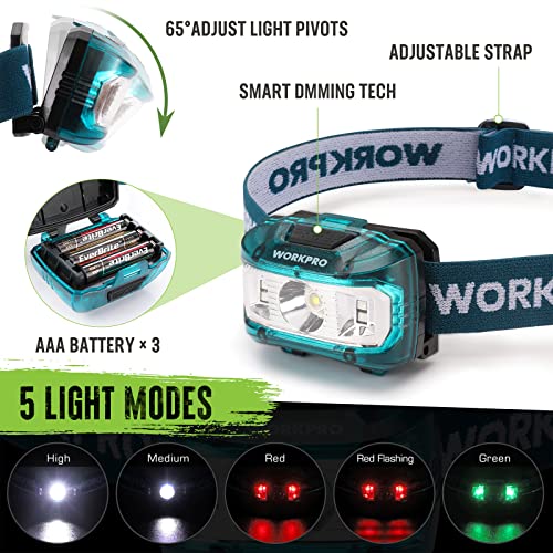 WORKPRO Hatchet and Machete with Sheath, One-piece Camping Axe and Hunting Knives with Rope Handle, 9 Pieces Camping Tool Set Includes LED Headlamp, Paracord, Flint Stick, Carabiners, Whetstone