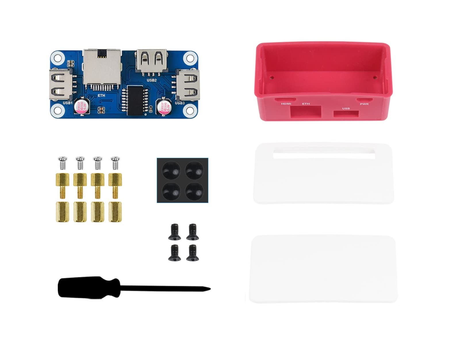 Ethernet/USB HUB HAT B with Box for Raspberry Pi Zero/Zero W/Zero WH,Ethernet USB HUB HAT with Case, 1x RJ45 Ethernet Port,3x USB Ports Compatible with USB2.0/1.1