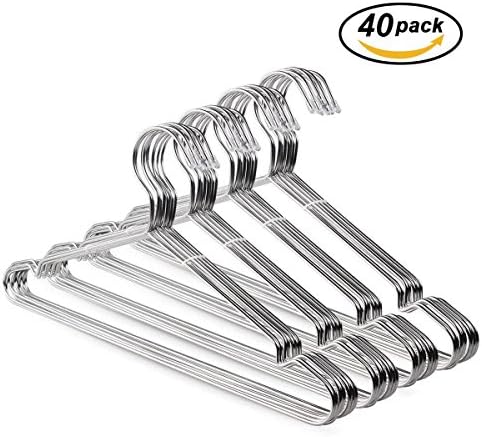 OIKA Wire Hangers 40 pack Coat Hangers Clothes Hangers Stainless Steel Strong Metal Standard Hanger 16.5 Inch