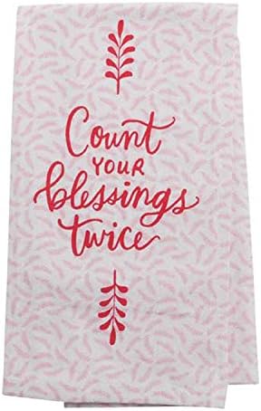 Hallmark Home Count Your Blessings Tea Towel , Pink and Red