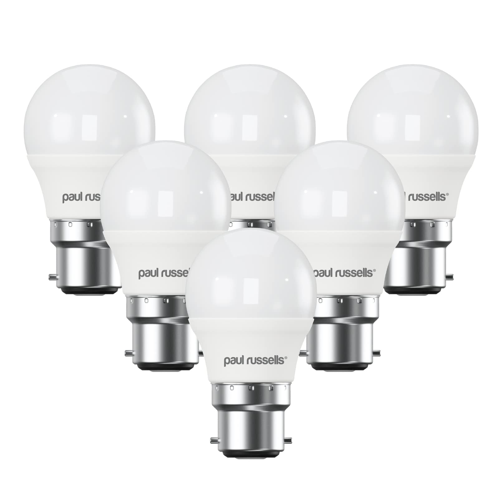 paul russells LED Golf Ball – Dimmable Bayonet Fitting Light, 5.5W 470 LM B22 G45 LED Bulbs, 40w Equivalent, 4000K Cool White/Natural White, Dimmer BC Energy Saving Ceiling Lightsbulbs, 6 Pack
