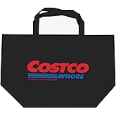 Cost-ho Whore Reusable Non-Woven Lightweight Grocery Tote Bag, Funny Gift Bag, Black, Pack of 2