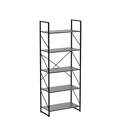 YITAHOME 5 Tiers Bookshelf, Industrial Artsy Grey