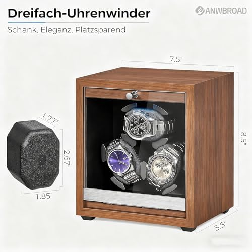 Uhrenbeweger für Automatikuhren 3 Uhrenrotatoren mit LED