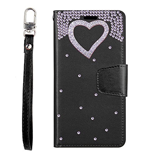 LG Stylus 4, Stylo 4 [El Lumiere Treasure Wallet Case] Multi-Card Slot Wallet Case [Drop Protection] Premium Leather [Kickstand Feature] (T-Heart Black)