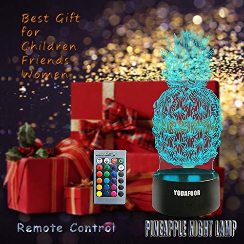 image for YODAFOOR Night Lights for Kids Pineapple 3D Night Light Gifts Bedside 