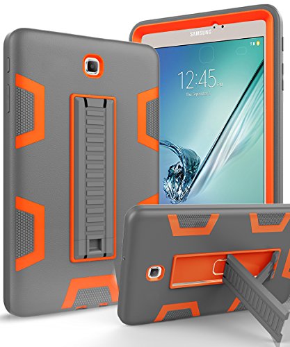 Galaxy Tab S2 8.0 Case,TOPSKY[Kickstand Feature]Three Layer Hybrid Heavy Duty Full-Body Shockproof Anti-Slip Protective Case for Samsung Galaxy Tab S2 8.0 inch,Grey/Orange