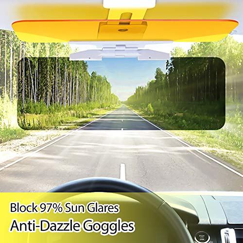 WFPOWER Car Sun Visor Extender (2 Pack) Anti Glare Blocker 2 In 1, UV Day Vision and Night Vision Goggles for Windshield, Sun Shield 12.6 x 4.7inch for Sedan Mini Van Pack of 2 [2019 Upgraded Version]