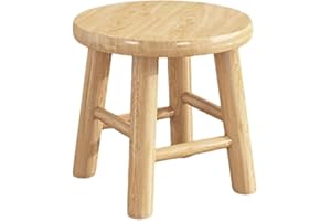 Small Wooden Stool 25cm, Solid Wood Footstool for Kids & Adults, Ready Assembled Mini Stool for Living Room Bedroom Bathroom,