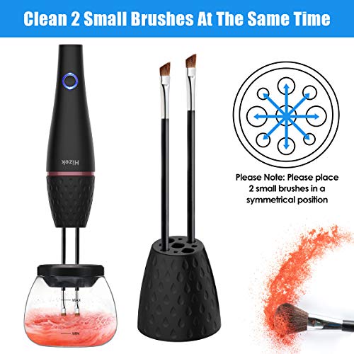 Makeup Brush Cleaner,Hizek Electric Makeup Brush Cleaner Spinner,USB Rechargeable Automatic Brush Cleaner & Dryer Cosmetic Brush Washing Tools with 8 Rubber Collars,Quickly Wash and Dry Make Up Brush