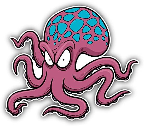 SkudruLacis Angry Octopus Art Decor Bumper Sticker 5'' x 4''