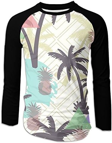 HAKLA Men's Hawaii Beach Coconut Tree Long Sleeve Raglan T-Shirt