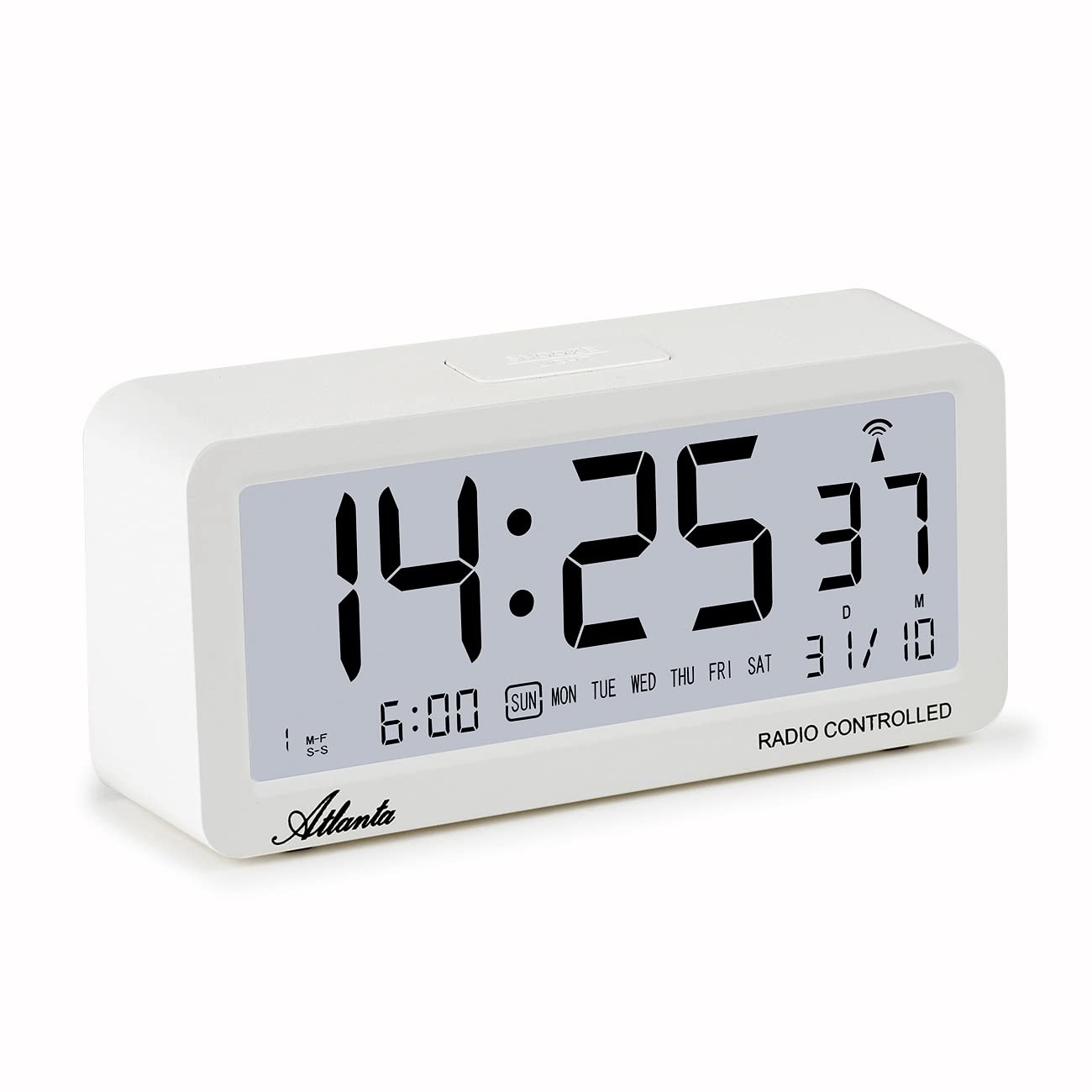Atlanta Radio Alarm Clock, White, 15 x 7 cm