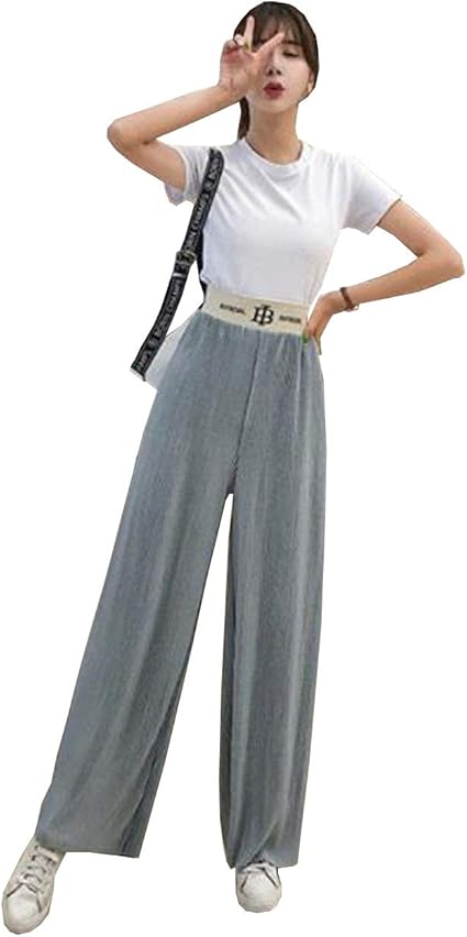 Amazon Yuyo ワイドパンツ レディース ロングパンツ ヨガパンツ リラックスパンツ フレアパンツ ガウチョパンツ ハイウエスト スポーツウェア ルームウエア 薄 無地 ゆったり 体型カバー 通勤 スリム ロングパンツ 通販