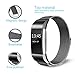 Tecson Magnetic Bands Compatible Fitbit Charge 2 (Pack of 2), Stainless Steel Metal Milanese Replacement Strap with Magnet Lock for Fitbit Charge 2, Silver and Black