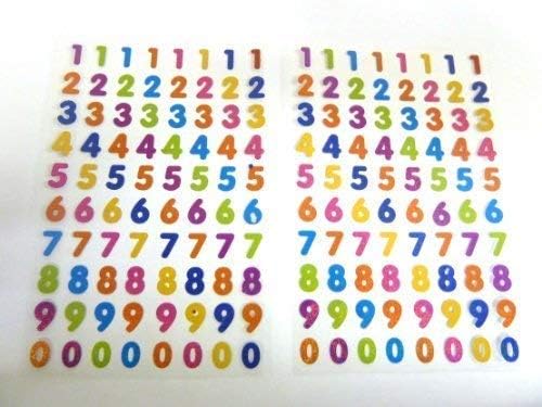Coloured Numbers Stickers, Kids Labels for Craft Decoration, Card-Making, Multicoloured, 9mm