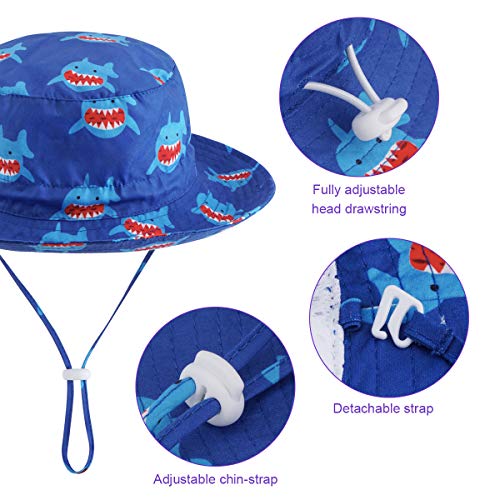 Kirecoo Baby Sun Hat, Toddler Breathable Bucket Hat Cap with a Mesh Storage Bag (Shark, 2-3 Years) - Thumbnail 4