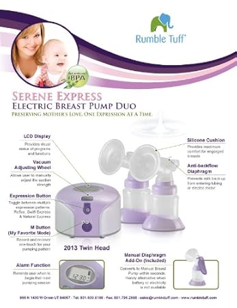 Amazon Com Rumble Tuff Electric Breast Pump Duo Serene Express Electric Double Breast Feeding Pumps Baby