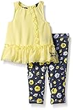 Calvin Klein Baby-Girls Chiffon with Jersey Lining Yellow and Printed Leggings, Yellow, 0-3 Months