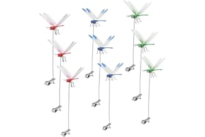 DEFEMIM 9 Pack Dragonfly Clip,3D Dragonfly Garden Stakes Decor,Fly Deterrent,Dragonfly Humming Bird Stakes,Deer and Horse Fly Deterrent,Garden Bird and Fly Scare Devices for Indoor Outdoor