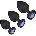 3Pcs Anal Plug Set Heart Shaped Anal Trainer Kit for Women Men Couples (Black)
