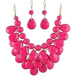 Easykan Women's Alloy Chain Acrylic Chunky Statement Bib Necklace 18