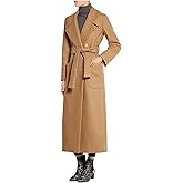 CHARTOU Women's Elegant Lapel Collar Double Breasted Regular Wool Blend Overcoat Coat Belt