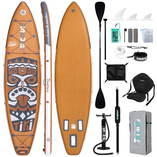 FunWater Upgrade Tiki Stand Up Paddle Board Aufblasbares SUP Mit Rutschfestem Eva Deck Komplettem Zubehör Für Anfänger Geeignet