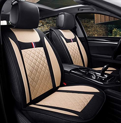 Car Seat Cover, Universal Leather Linen Car Seat Cover, Car Seat Protection Pad 5 Seats Fashion Car Seat Cushion Four Seasons Universal 6D Cushion All-Inclusive Seat Cover Car Mat,warmrice